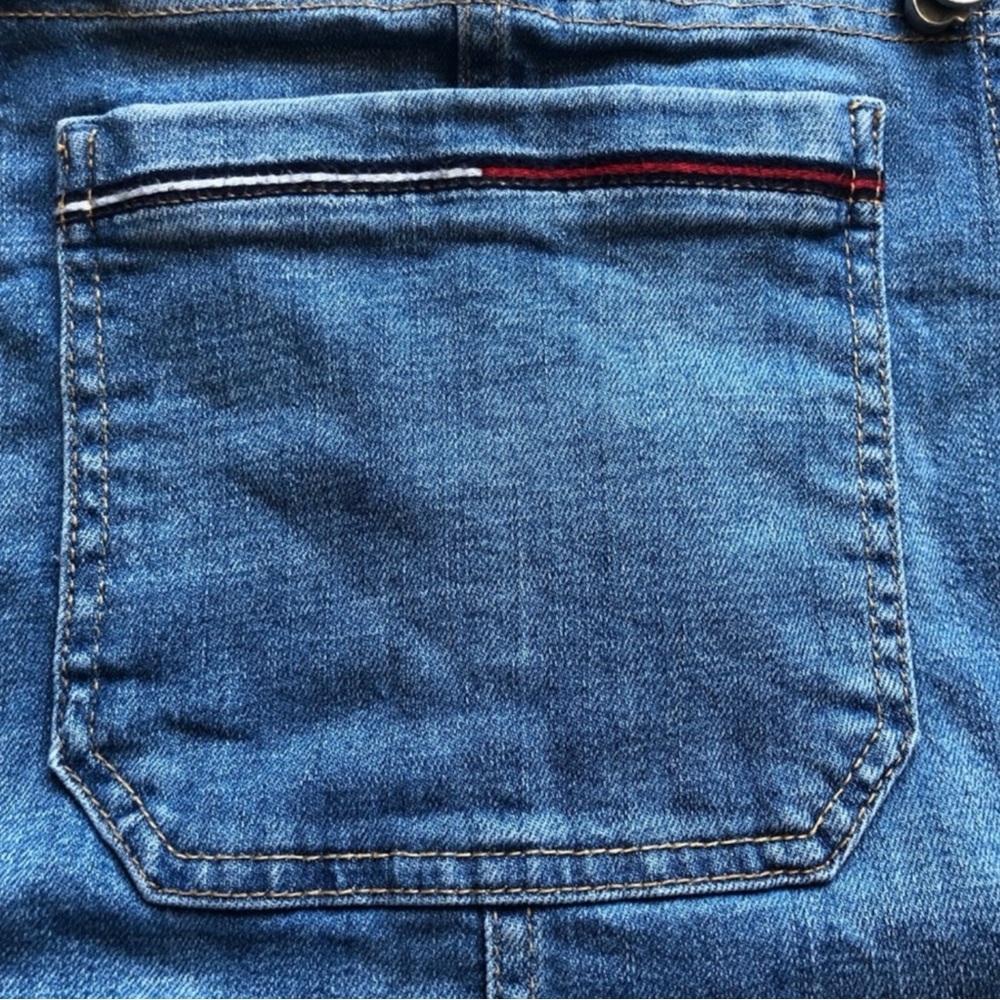 TOMMY HILFIGER Denim Shortalls in Washed Blue Size 0 — Y2K Vibes!!! - Picture 7 of 11